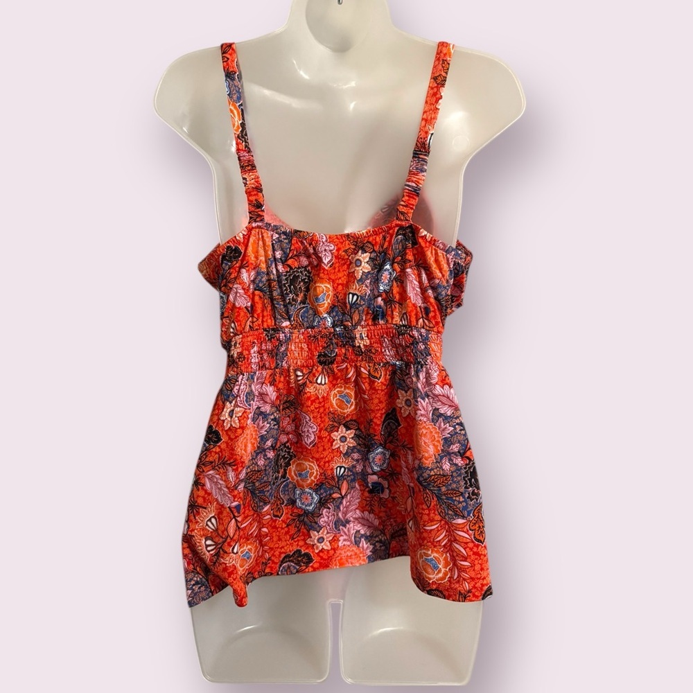 Harlow & Rose Floral Peplum Cami Top Orange Boho Size M - Picture 6 of 6